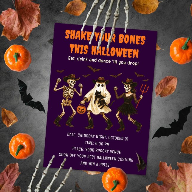 Invitation d'Halloween squelette éffrayant (Créateur téléchargé)