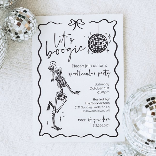 Invitation d'Halloween squelette Let's Boogie (Let's Boogie Skeleton Halloween Invitation)