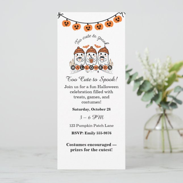 Invitation d'Halloween "Trop mignonne pour parler" (Debout devant)