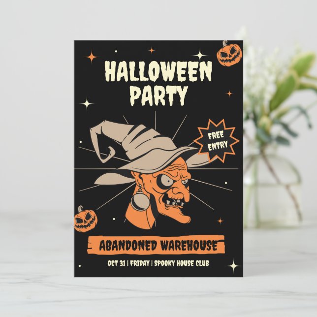 Invitation d'Halloween vintage, Nuit d'Halloween (Debout devant)