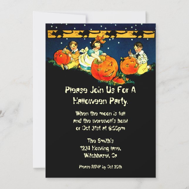 Invitation d'Halloween Vintage sur papier Recyclé (Devant)