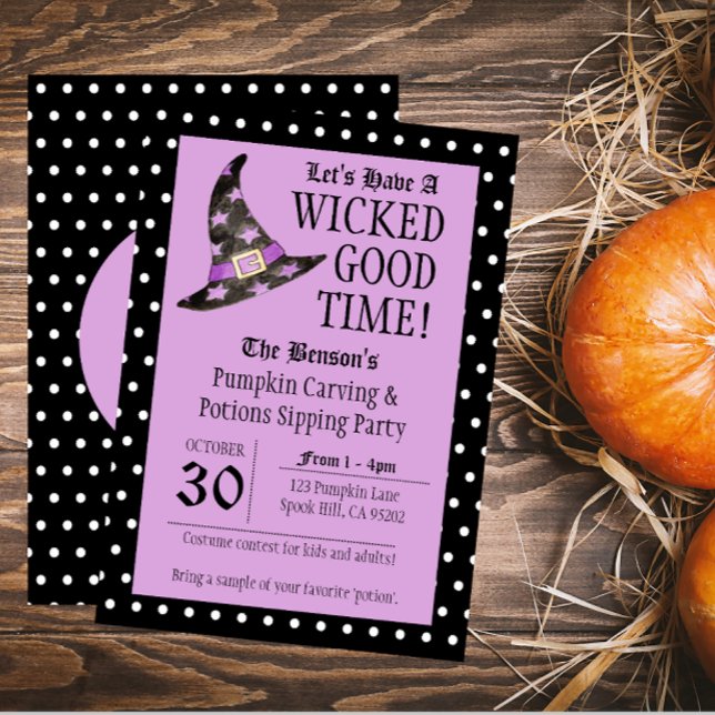 Invitation d'Halloween violet bon temps (Créateur téléchargé)