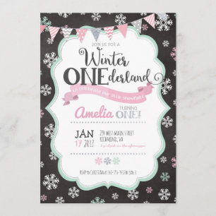 Invitation d'hiver ONE derland First Birthday