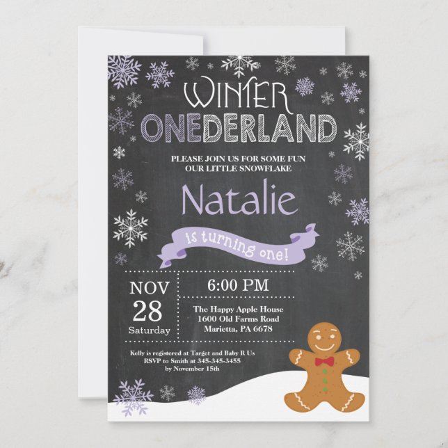 Invitation d'hiver Onederland 1er Birthday Invitat (Devant)