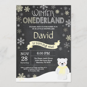 Invitation d'hiver Onederland 1er Birthday Invitat