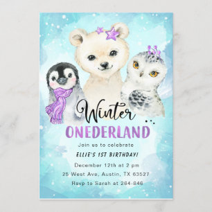 Invitation d'hiver Onederland 1er Birthday Invitat
