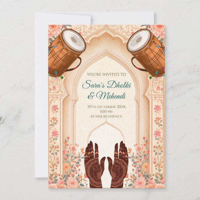 Invitation Dholki invites Mehndi invitations, Mehendi cards (Devant)