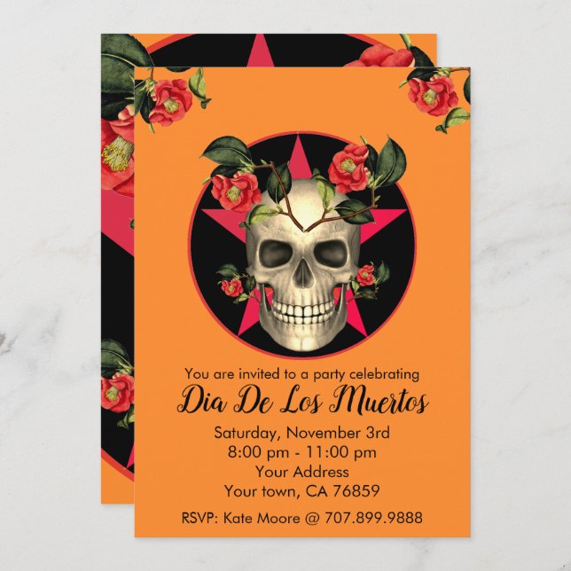 Invitation Dia De Los Muertos (Devant / Derrière)