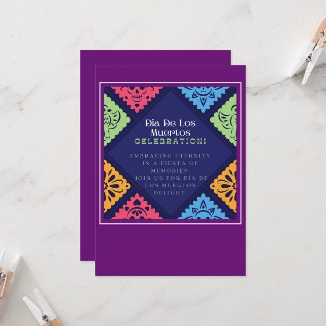 Invitation Dia De Los Muertos (Devant/Arrière en situation)