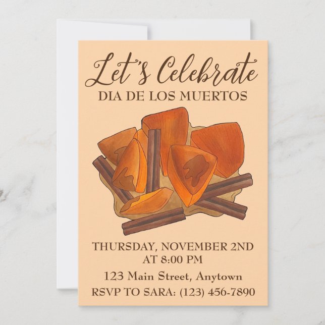 Invitation Dia De Los Muertos Calabaza en Tacha Mexicaine Com (Devant)