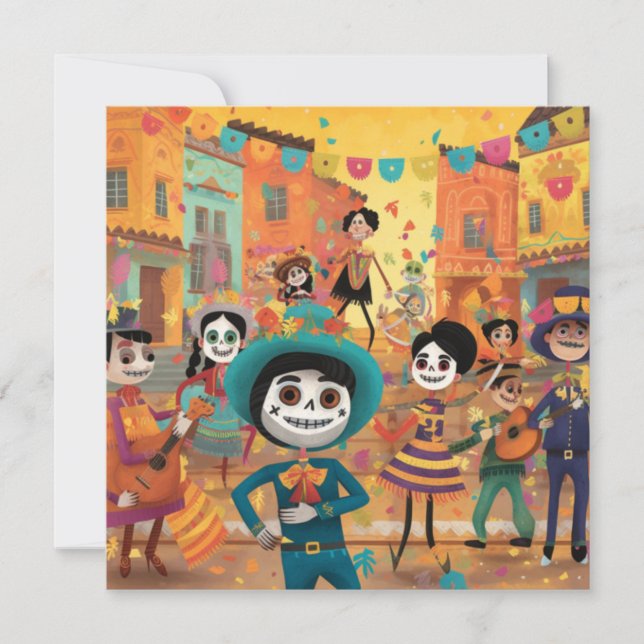 Invitation Dia de los Muertos, Danse du Papel Mâché (Devant)