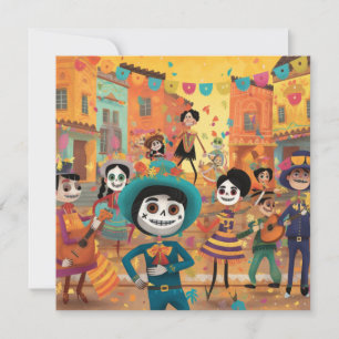 Invitation Dia de los Muertos, Danse du Papel Mâché