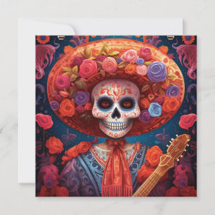Invitation Dia de los Muertos (Jour des Morts) Floral orange