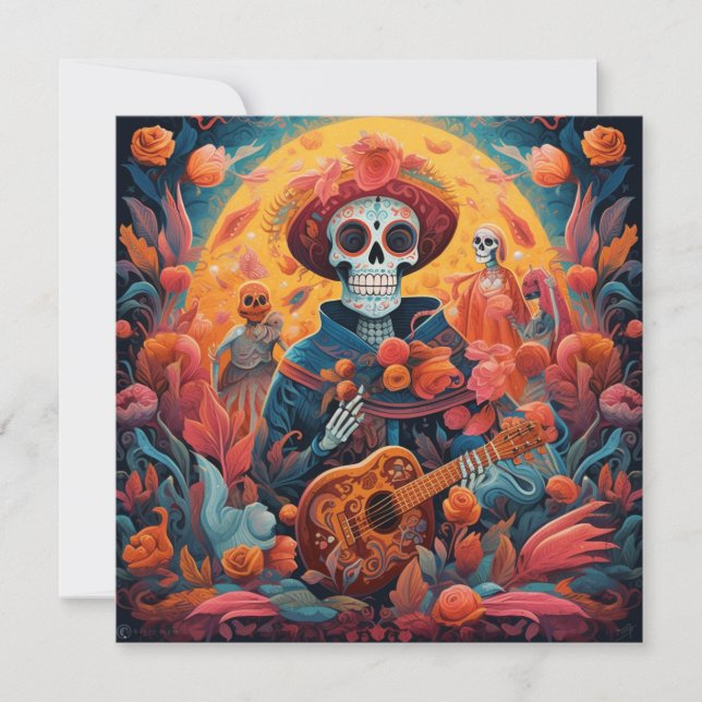 Invitation Dia de los Muertos (Jour des Morts) Squelette mâle (Devant)