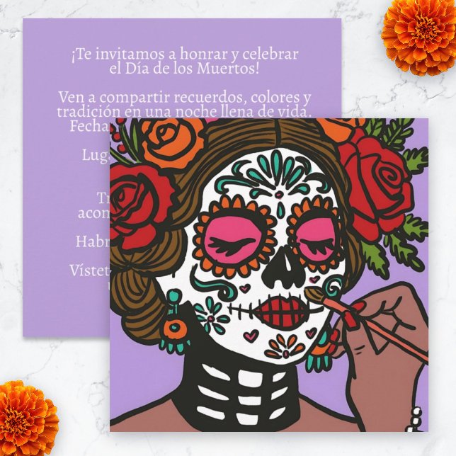 Invitation Día de los Muertos Main Drawn Catrina (Día de los Muertos Hand Drawn Catrina Invitation.)