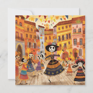 Invitation "Dia de los Muertos", toile crânienne colorée