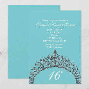 Invitation Diadème Couronne Faux Paillettes Argent Party Swee