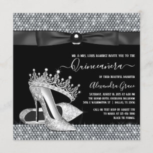 Invitation Diadème de chaussure de glamour de cravate noire Q