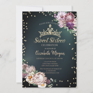 Invitation Diadème de Diamants de Fleurs Tropicales Vertes Do