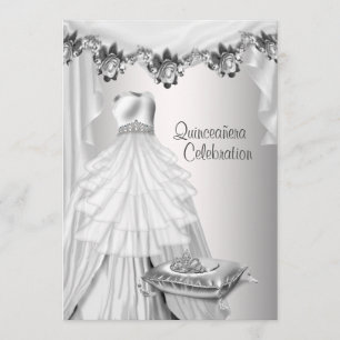 Invitation Diadème de robe de bal Roses blanches Princesse Qu