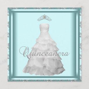 Invitation Diadème de robe de soirée Bleu sarcelle Blanc Quin