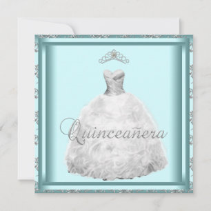 Invitation Diadème de robe de soirée Bleu sarcelle Blanc Quin