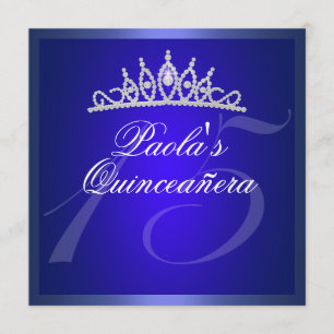 Invitation Diadème d'invitation Quinceañera Diamant Bleu Roya