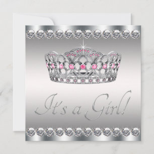 Invitation Diadème en argent et diamants Rose Noir Baby Showe