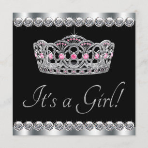 Invitation Diadème en argent et diamants Rose Noir Baby Showe