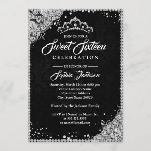 Invitation Diadème en dentelle de diamant scintillant argent