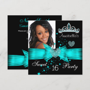 Invitation Diadème en diamant pour 16e anniversaire Bleu sarc
