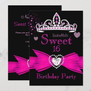 Invitation Diadème en diamant rose vif pour 16e anniversaire 