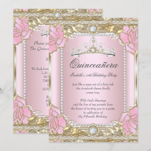 Invitation Diadème en or rose diamanté pour princesse Quincea