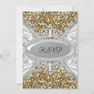 Invitation Diadème en Paillettes d'Or et Diamant Réponse Swee