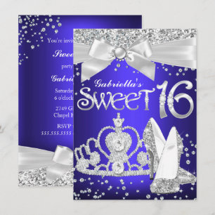 Invitation Diadème Étincelant & Talons Sweet 16 Bleu Royal vi