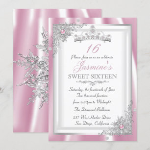 Invitation Diadème Flocon de Neige Diamant Rose Argenté Sweet