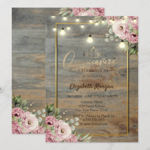 Invitation Diadème, Lumières, Cadre en bois doré, Fleurs Quin