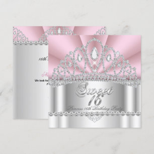 Invitation Diadème Princesse Rose en Diamants Blancs pour Swe