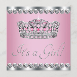 Invitation Diadème Rose Princesse Baby Shower