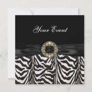 Invitation Diamant Bijou Noir Blanc Zèbre