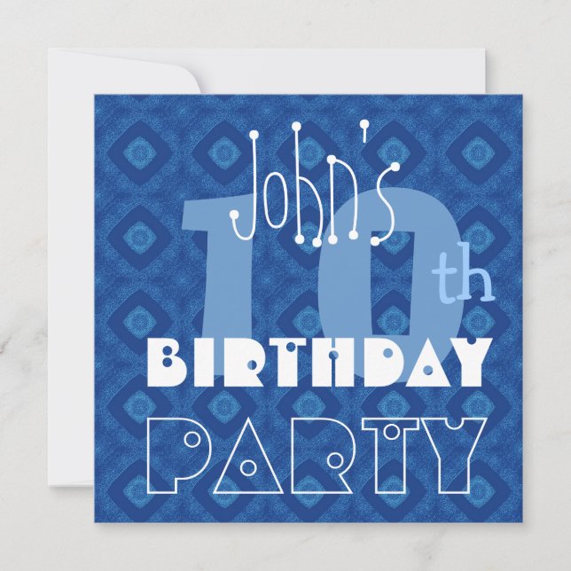 Invitation Diamant bleu Y13 du 10ème anniversaire de l'enfant (Devant)