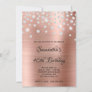 Invitation Diamant Confetti Rose Or Satin Foil Ombre