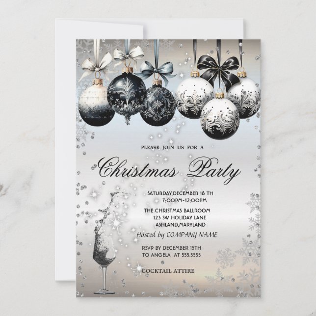 Invitation Diamant d'argent, Boules, Verre, Fête de Noël de l (Devant)