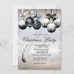Invitation Diamant d'argent, Boules, Verre, Fête de Noël de l