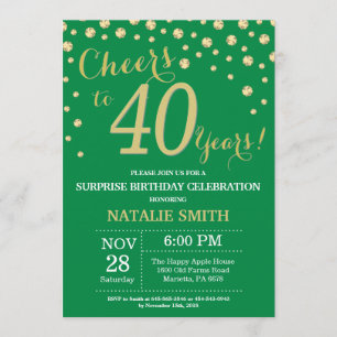 Invitation Diamant de 40e anniversaire de la Surprise verte e