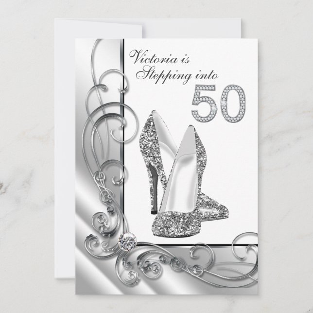 Invitation Diamant De Glam Pénétrant Dans 50 Anniversaire (Devant)