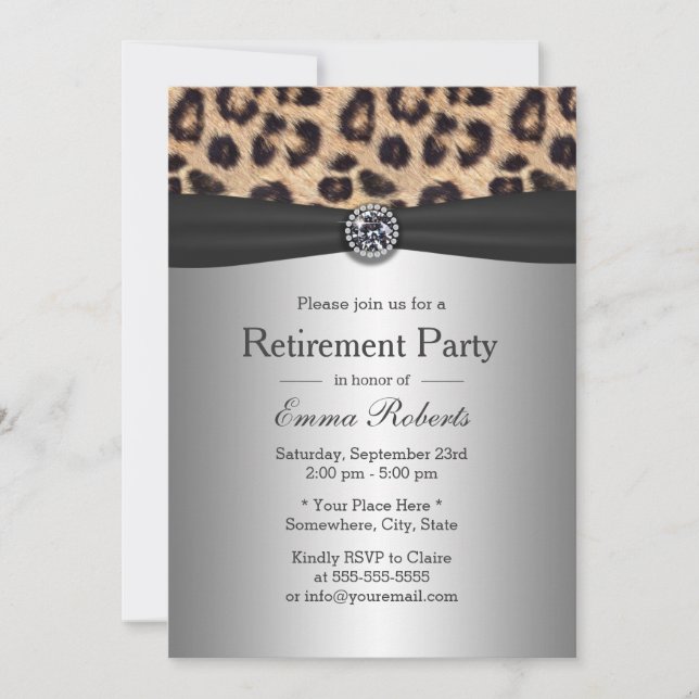 Invitation Diamant de la partie de retraite et argent Emprein (Devant)