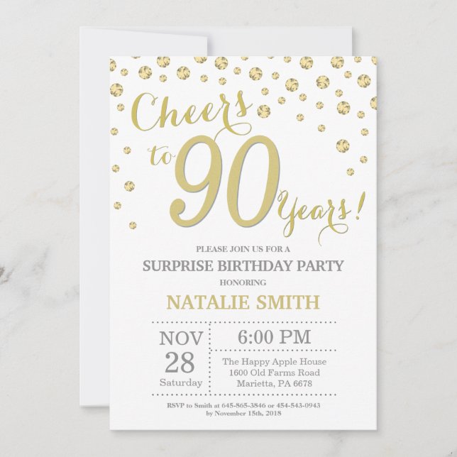 Invitation Diamant de la Parties scintillant d'or de surprise (Devant)