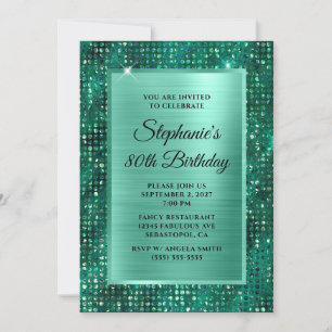 Invitation Diamant d'émeraude à la menthe 80e anniversaire
