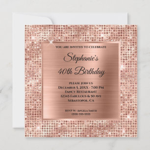 Invitation Diamant d'or rose à huile dorée 40e anniversaire